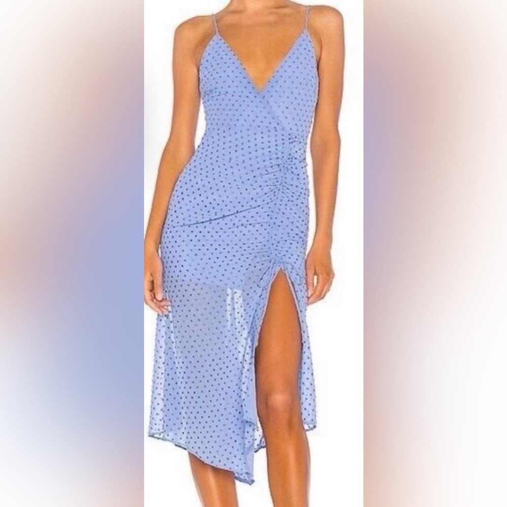 NWT NBD X REVOLVE Swiss Dot Periwinkle Blue Midi Dress Sz M